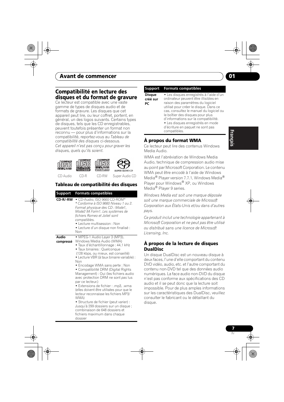 Avant de commencer 01 | Pioneer PD-D9-J User Manual | Page 25 / 110