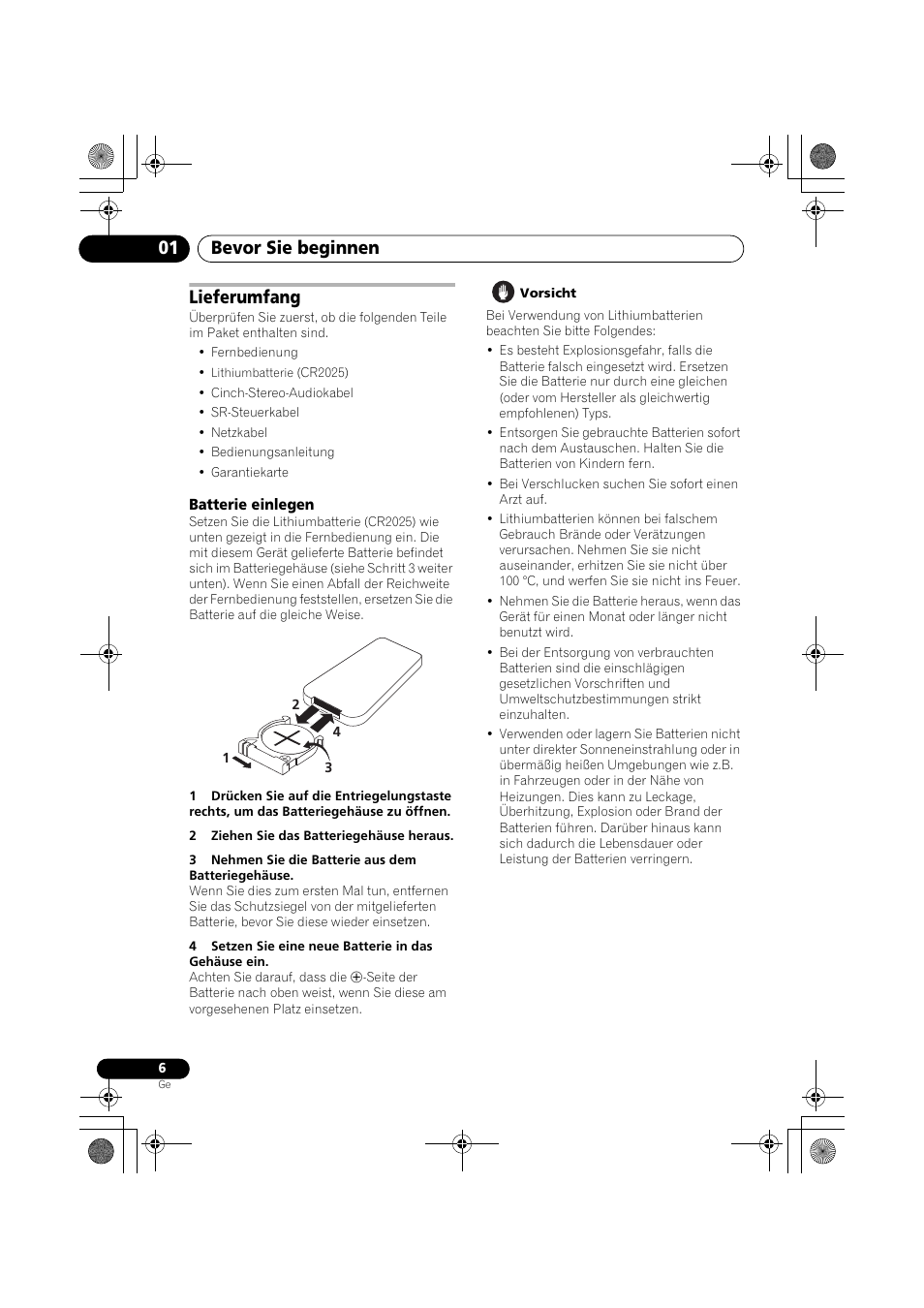 Lieferumfang, Bevor sie beginnen 01 | Pioneer PD-D9-J User Manual | Page 42 / 110