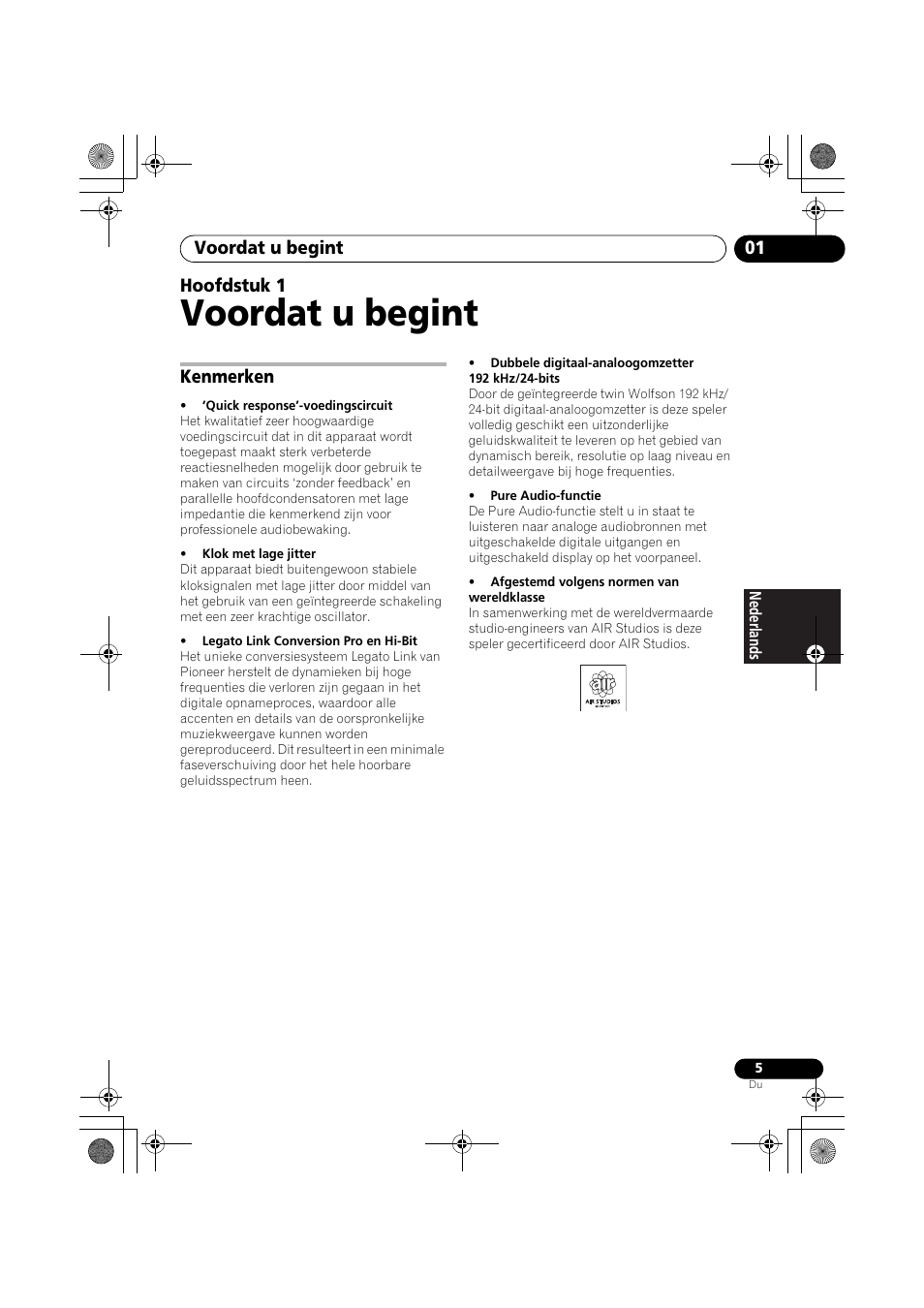 01 voordat u begint, Kenmerken, Voordat u begint | Voordat u begint 01, Hoofdstuk 1 | Pioneer PD-D9-J User Manual | Page 59 / 110
