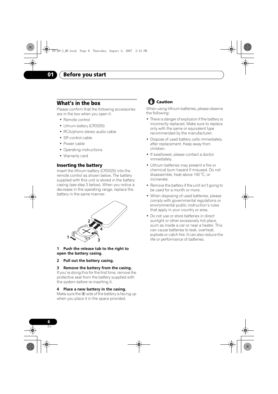 What’s in the box, Before you start 01 | Pioneer PD-D9-J User Manual | Page 6 / 110