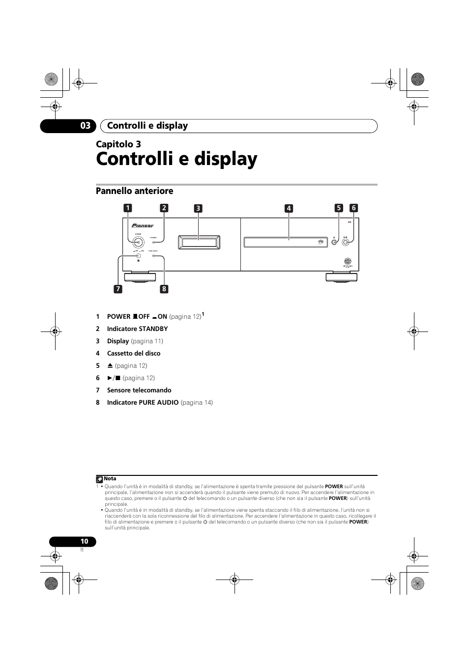 03 controlli e display, Pannello anteriore, Controlli e display | Controlli e display 03, Capitolo 3 | Pioneer PD-D9-J User Manual | Page 82 / 110