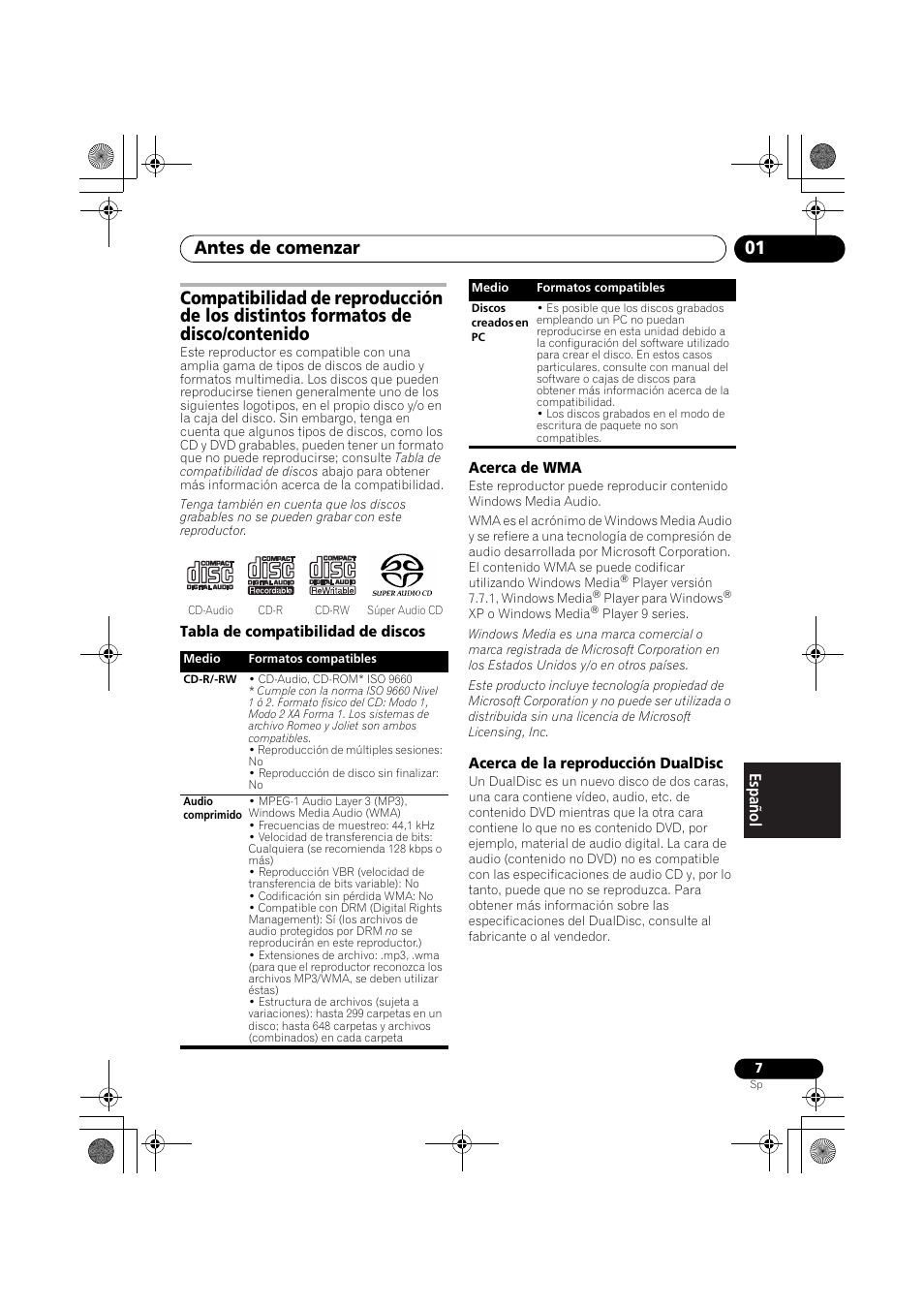 Antes de comenzar 01 | Pioneer PD-D9-J User Manual | Page 97 / 110