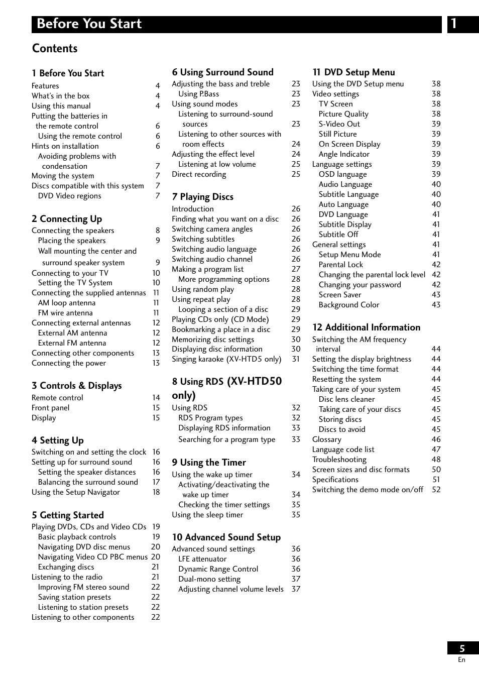 Pioneer S-HTD50 User Manual | Page 5 / 52