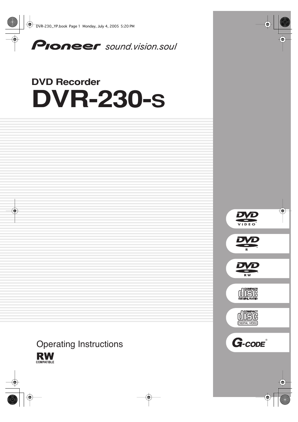 Pioneer DVR-230-S User Manual | 72 pages