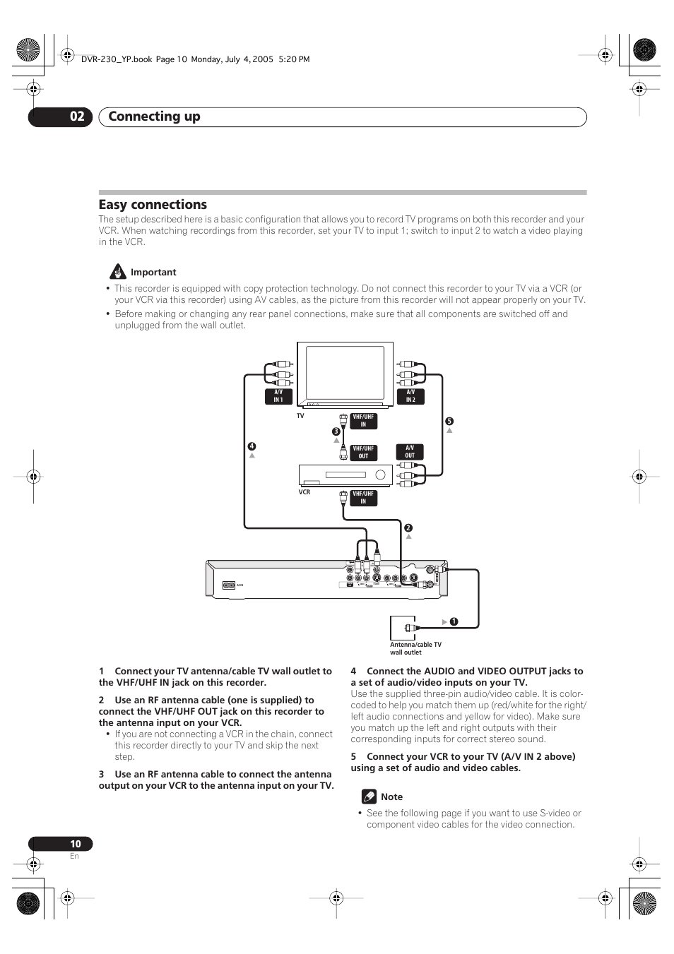 Easy connections, Connecting up 02 | Pioneer DVR-230-S User Manual | Page 10 / 72