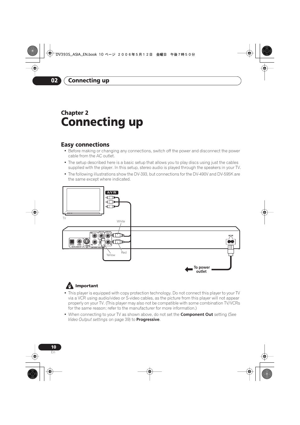 02 connecting up, Easy connections, Connecting up | Connecting up 02, Chapter 2 | Pioneer DV-595K-S User Manual | Page 10 / 52