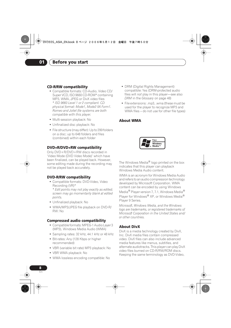 Before you start 01 | Pioneer DV-595K-S User Manual | Page 8 / 52
