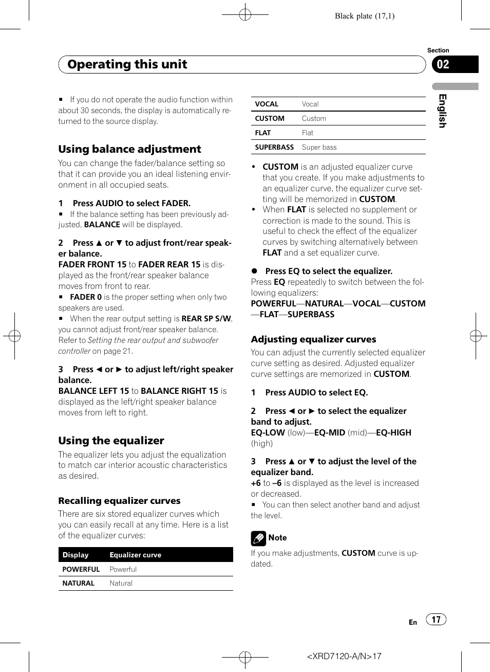 Using balance adjustment 17, Using the equalizer 17, Operating this unit | Using balance adjustment, Using the equalizer | Pioneer Super Tuner IIID DEH-P5950IB User Manual | Page 17 / 112