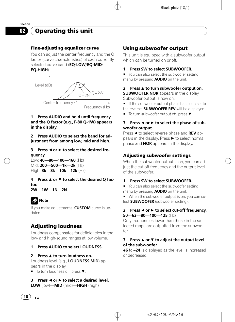 Adjusting loudness 18, Using subwoofer output 18, Operating this unit | Adjusting loudness, Using subwoofer output | Pioneer Super Tuner IIID DEH-P5950IB User Manual | Page 18 / 112