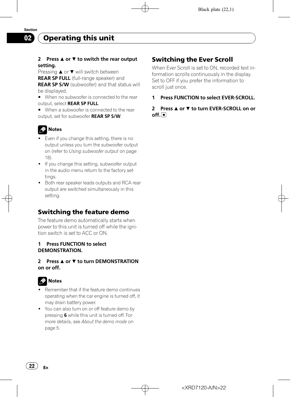Switching the feature demo 22, Switching the ever scroll 22, Operating this unit | Switching the feature demo, Switching the ever scroll | Pioneer Super Tuner IIID DEH-P5950IB User Manual | Page 22 / 112