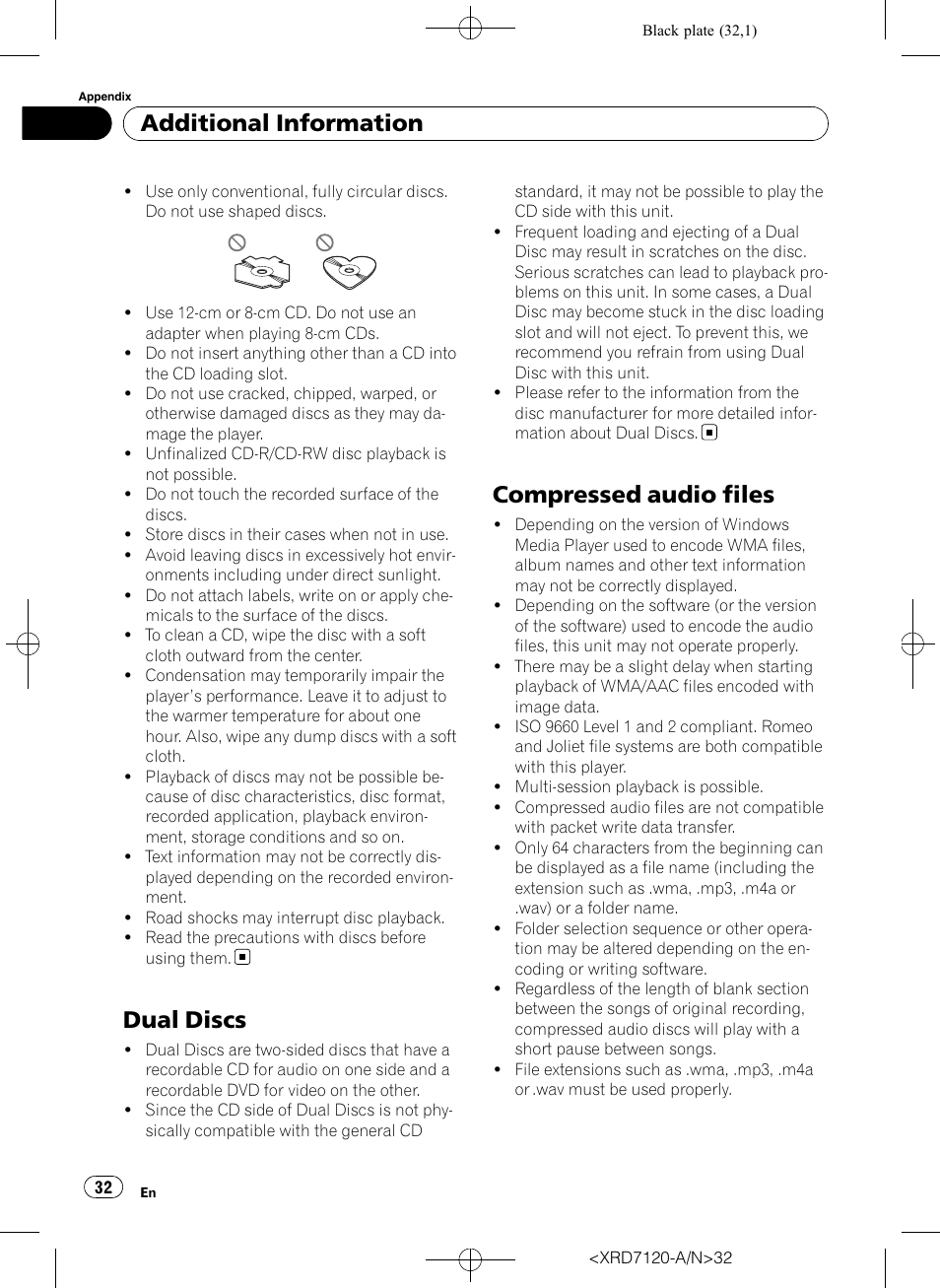 Dual discs, Compressed audio files, Additional information | Pioneer Super Tuner IIID DEH-P5950IB User Manual | Page 32 / 112