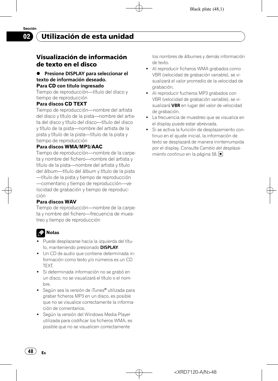 Visualización de información de texto, En el disco, Utilización de esta unidad | Visualización de información de texto en el disco | Pioneer Super Tuner IIID DEH-P5950IB User Manual | Page 48 / 112
