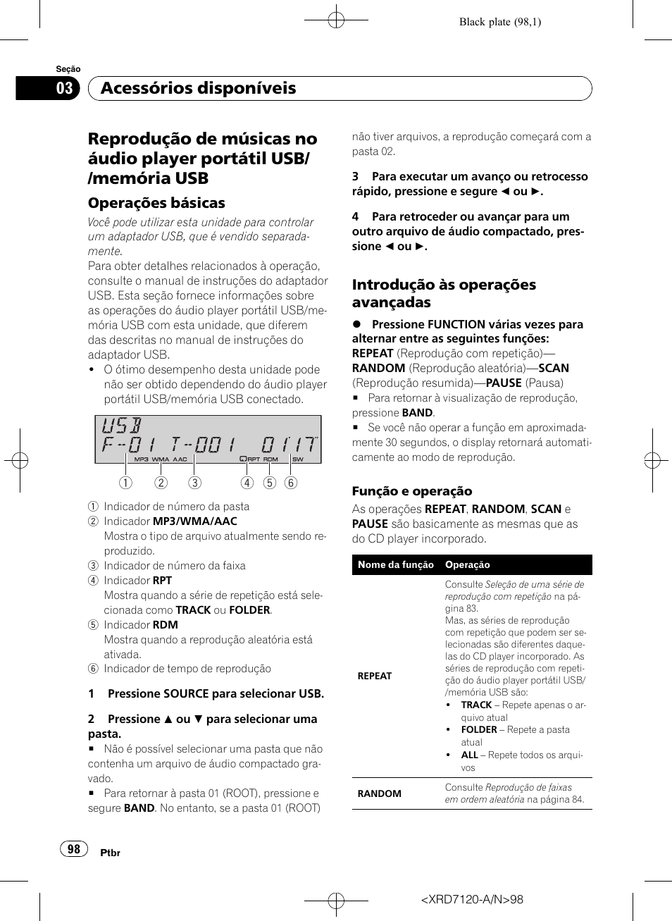 Portátil usb/memória usb, Operações básicas 98, Introdução às operações | Avançadas, Acessórios disponíveis, Operações básicas, Introdução às operações avançadas | Pioneer Super Tuner IIID DEH-P5950IB User Manual | Page 98 / 112