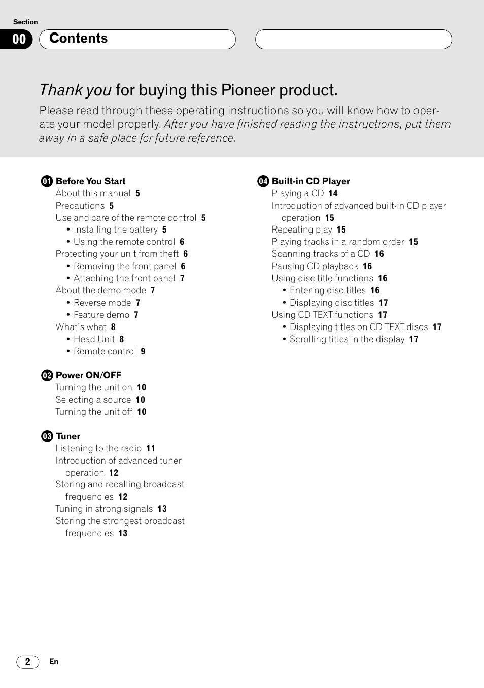 Pioneer DEH-P6450 User Manual | Page 2 / 76