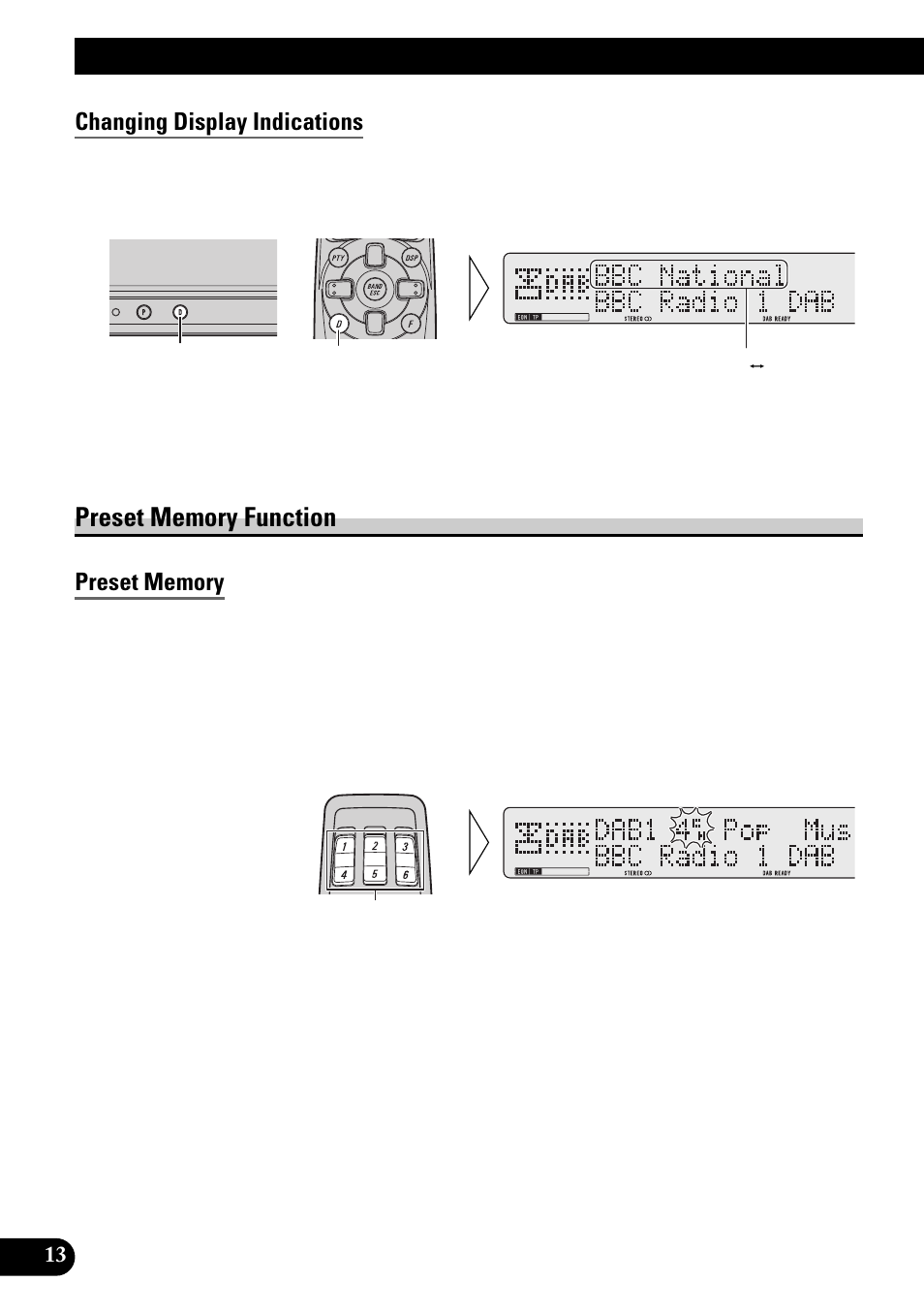 Preset memory function, Basic operation, Changing display indications | Pioneer GEX-P900DAB User Manual | Page 14 / 88