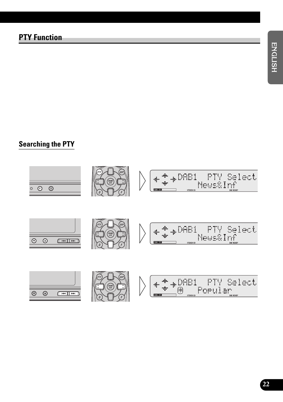 Pty function, Searching the pty | Pioneer GEX-P900DAB User Manual | Page 23 / 88