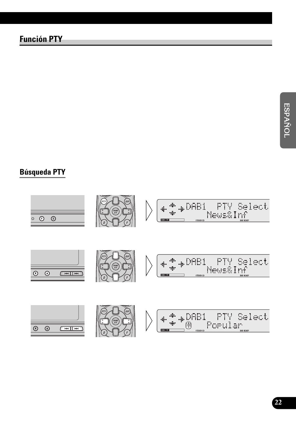 Función pty, Búsqueda pty | Pioneer GEX-P900DAB User Manual | Page 51 / 88