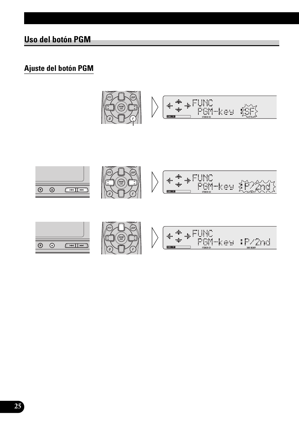 Uso del botón pgm, Uso de las funciones dab | Pioneer GEX-P900DAB User Manual | Page 54 / 88