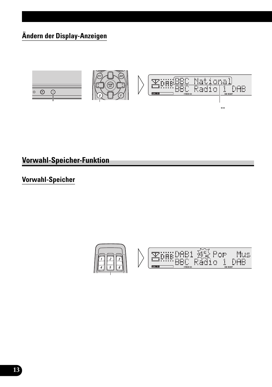 Vorwahl-speicher-funktion, Grundlegender betrieb, Ändern der display-anzeigen | Vorwahl-speicher | Pioneer GEX-P900DAB User Manual | Page 70 / 88