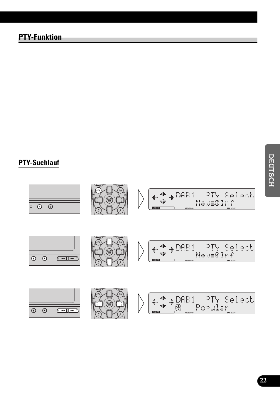 Pty-funktion, Pty-suchlauf | Pioneer GEX-P900DAB User Manual | Page 79 / 88