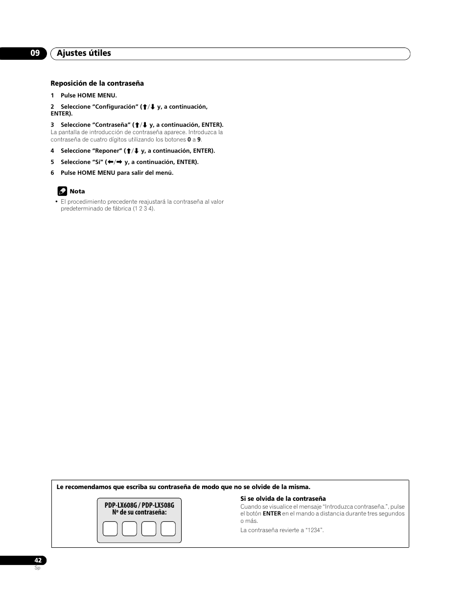 Ajustes útiles 09 | Pioneer PDP-LX508G User Manual | Page 108 / 266