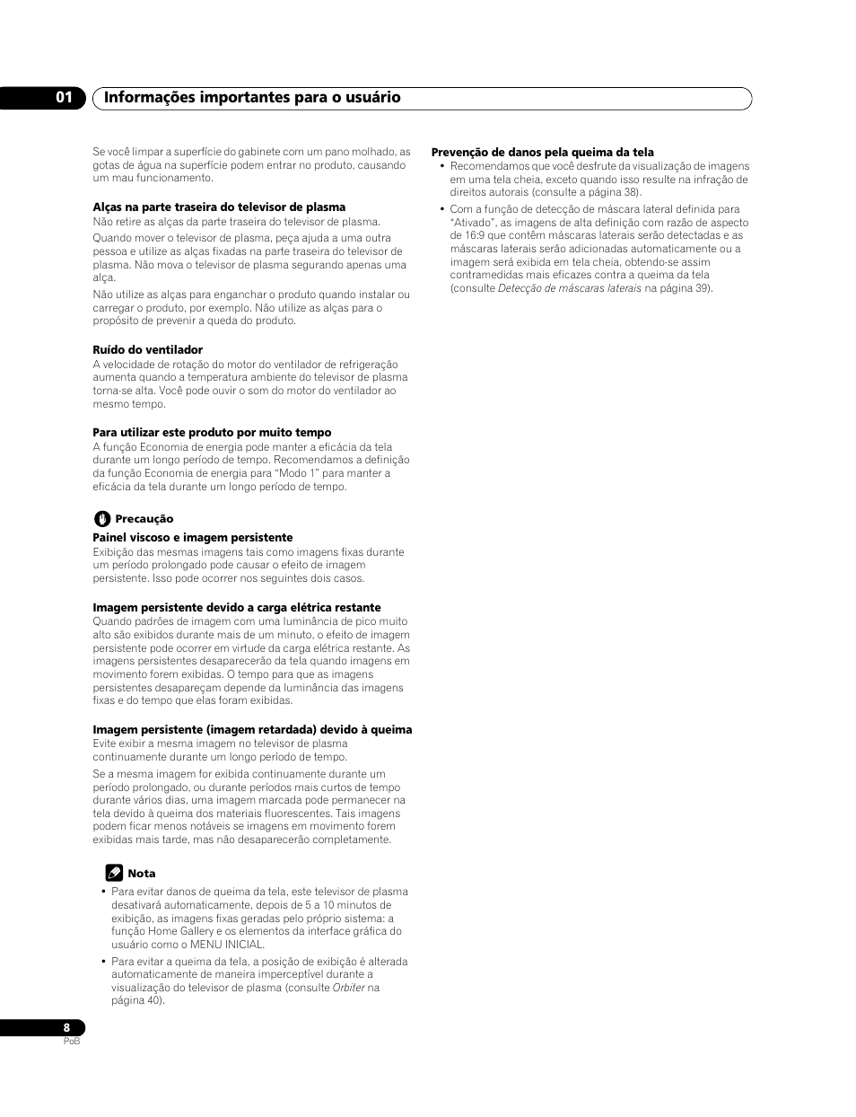 Informações importantes para o usuário 01 | Pioneer PDP-LX508G User Manual | Page 140 / 266