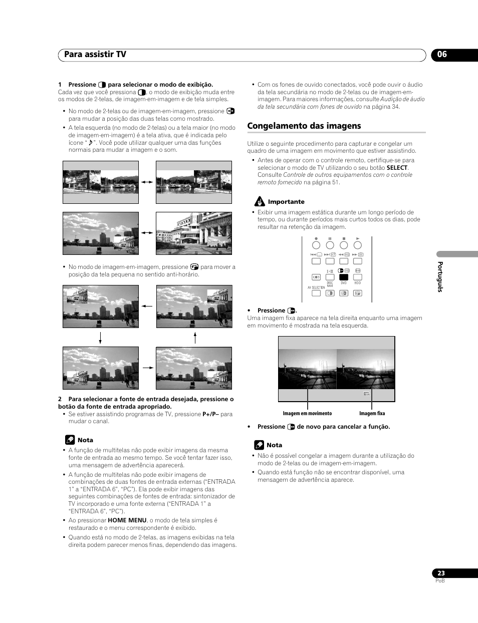 Congelamento das imagens, Para assistir tv 06 | Pioneer PDP-LX508G User Manual | Page 155 / 266