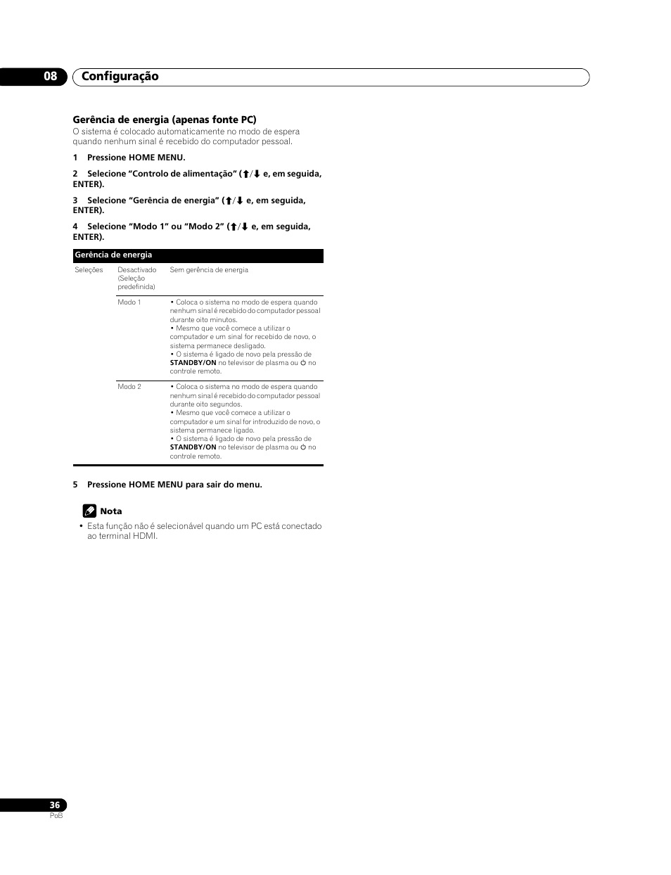 Configuração 08 | Pioneer PDP-LX508G User Manual | Page 168 / 266