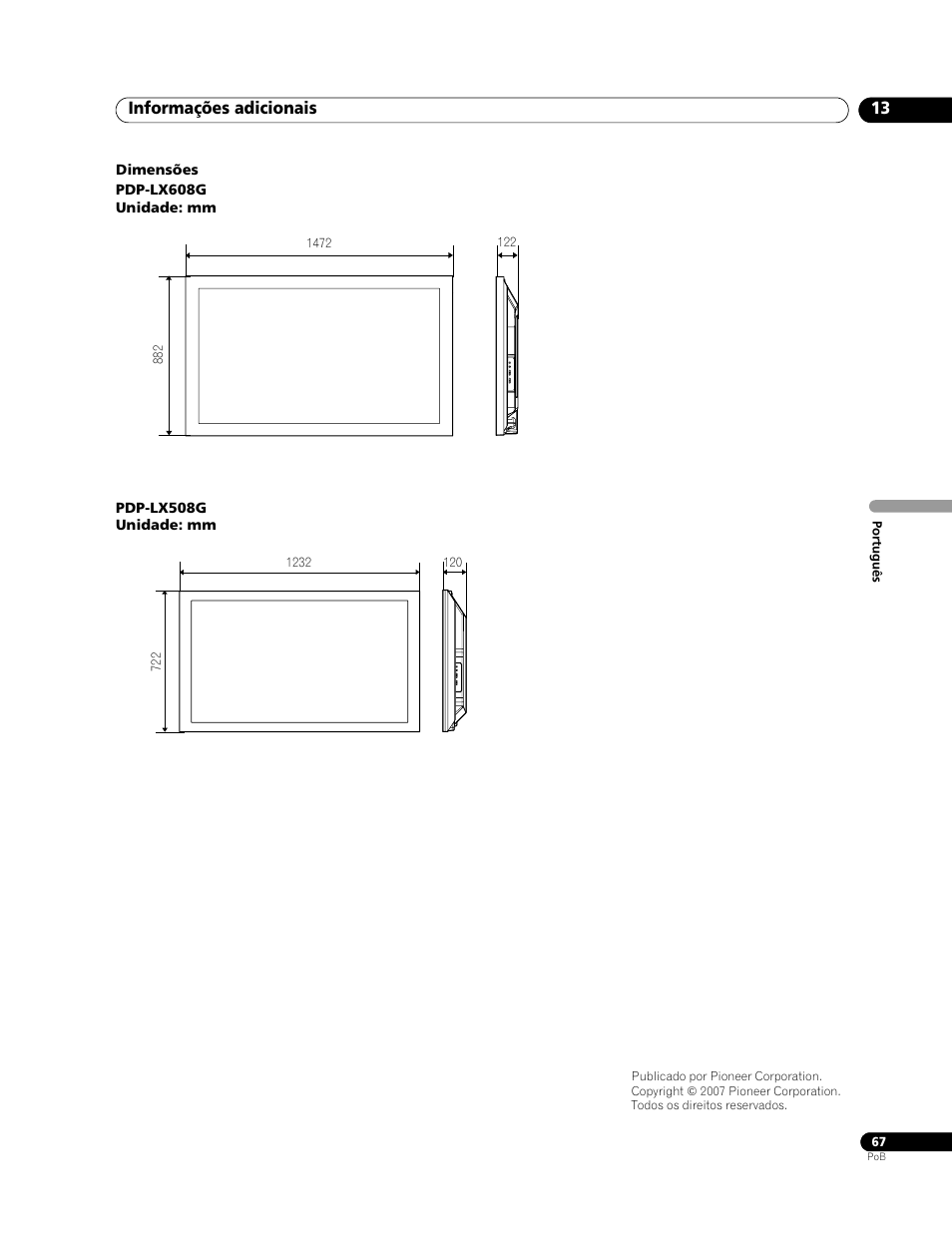 Informações adicionais 13 | Pioneer PDP-LX508G User Manual | Page 199 / 266