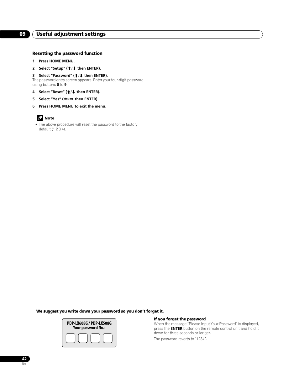 Useful adjustment settings 09 | Pioneer PDP-LX508G User Manual | Page 42 / 266