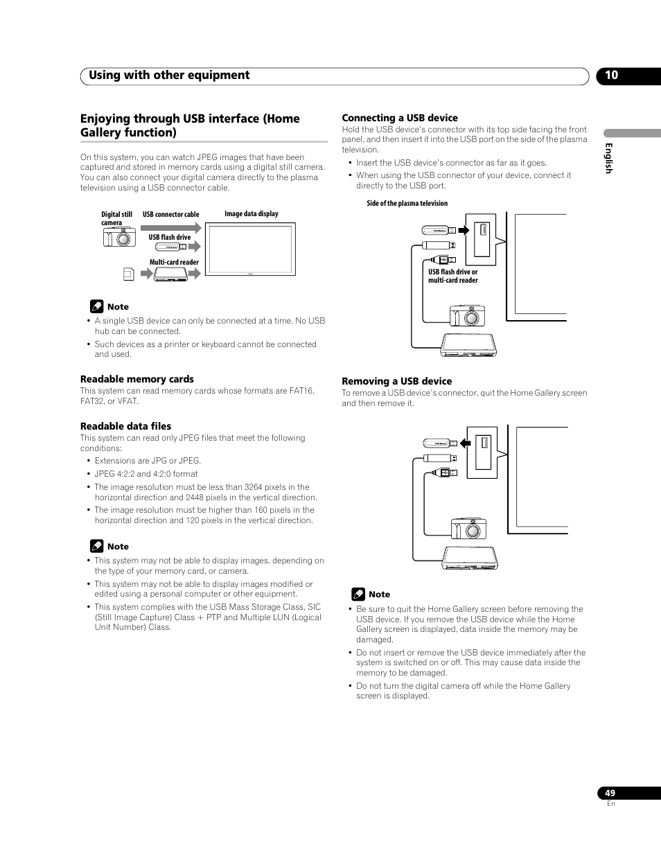 Using with other equipment 10 | Pioneer PDP-LX508G User Manual | Page 49 / 266