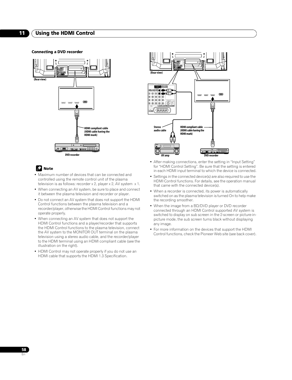 Using the hdmi control 11 | Pioneer PDP-LX508G User Manual | Page 58 / 266