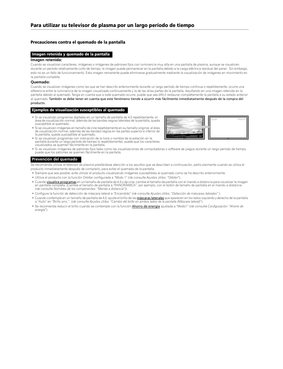 Precauciones contra el quemado de la pantalla | Pioneer PDP-LX508G User Manual | Page 68 / 266