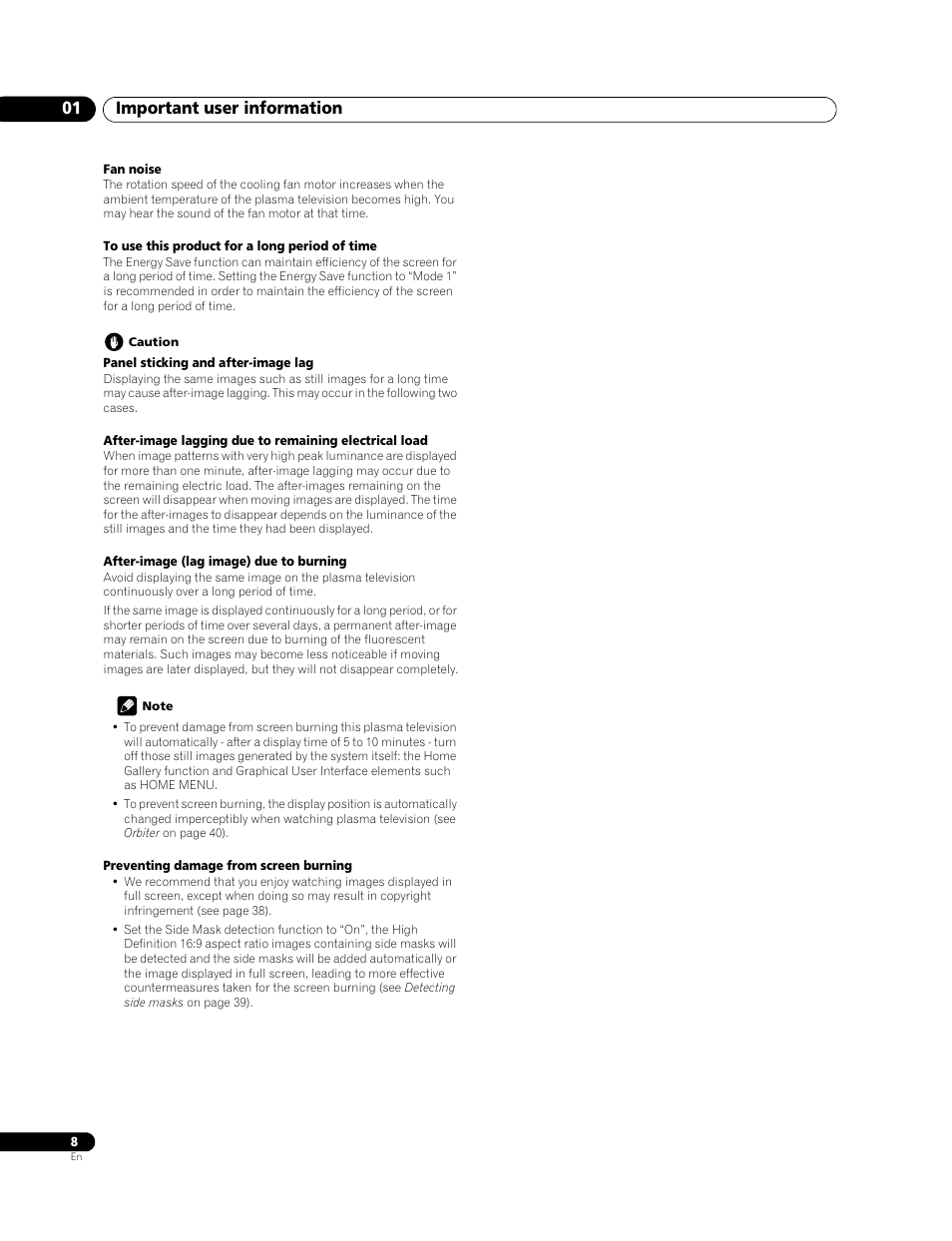 Important user information 01 | Pioneer PDP-LX508G User Manual | Page 8 / 266