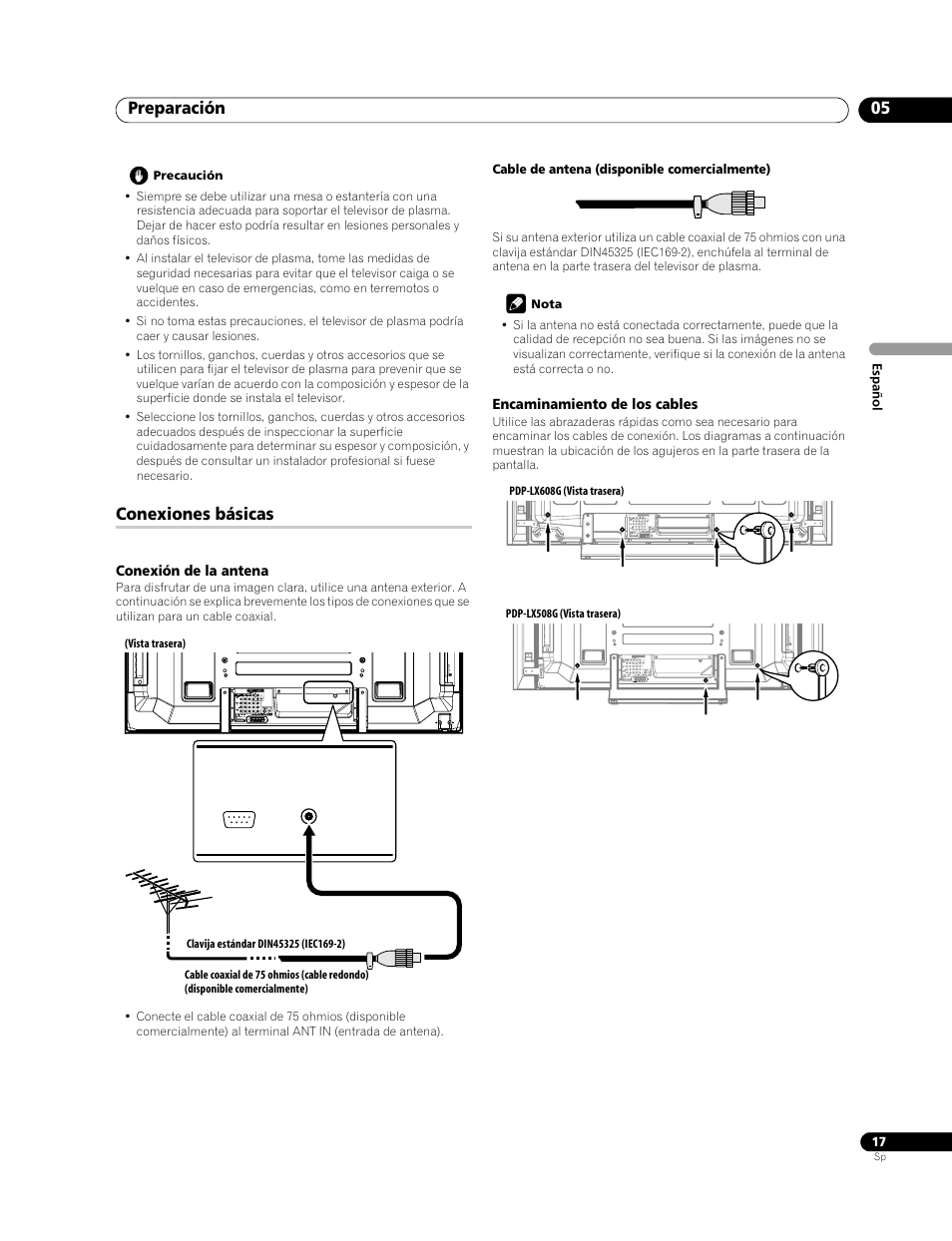 Conexiones básicas, Preparación 05 | Pioneer PDP-LX508G User Manual | Page 83 / 266