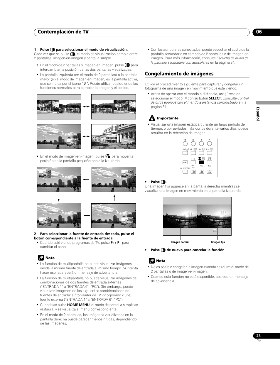 Congelamiento de imágenes, Contemplación de tv 06 | Pioneer PDP-LX508G User Manual | Page 89 / 266