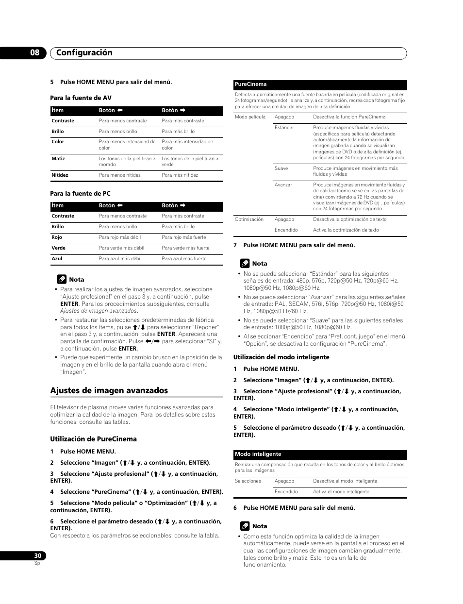 Ajustes de imagen avanzados, Configuración 08 | Pioneer PDP-LX508G User Manual | Page 96 / 266