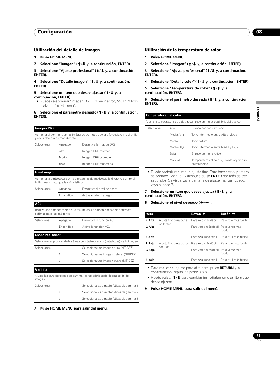 Configuración 08 | Pioneer PDP-LX508G User Manual | Page 97 / 266