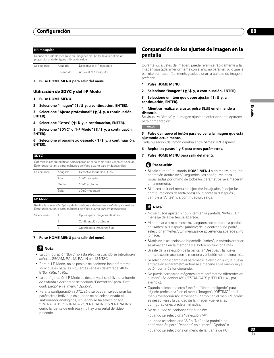 Configuración 08 | Pioneer PDP-LX508G User Manual | Page 99 / 266