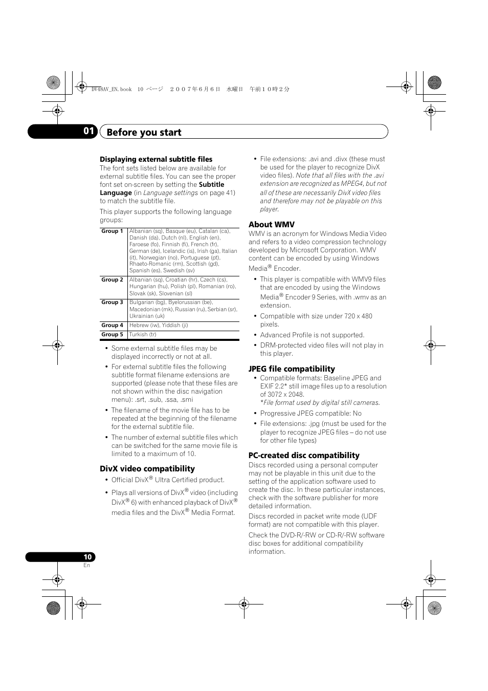 Before you start 01 | Pioneer Elite DV-48AV User Manual | Page 10 / 63