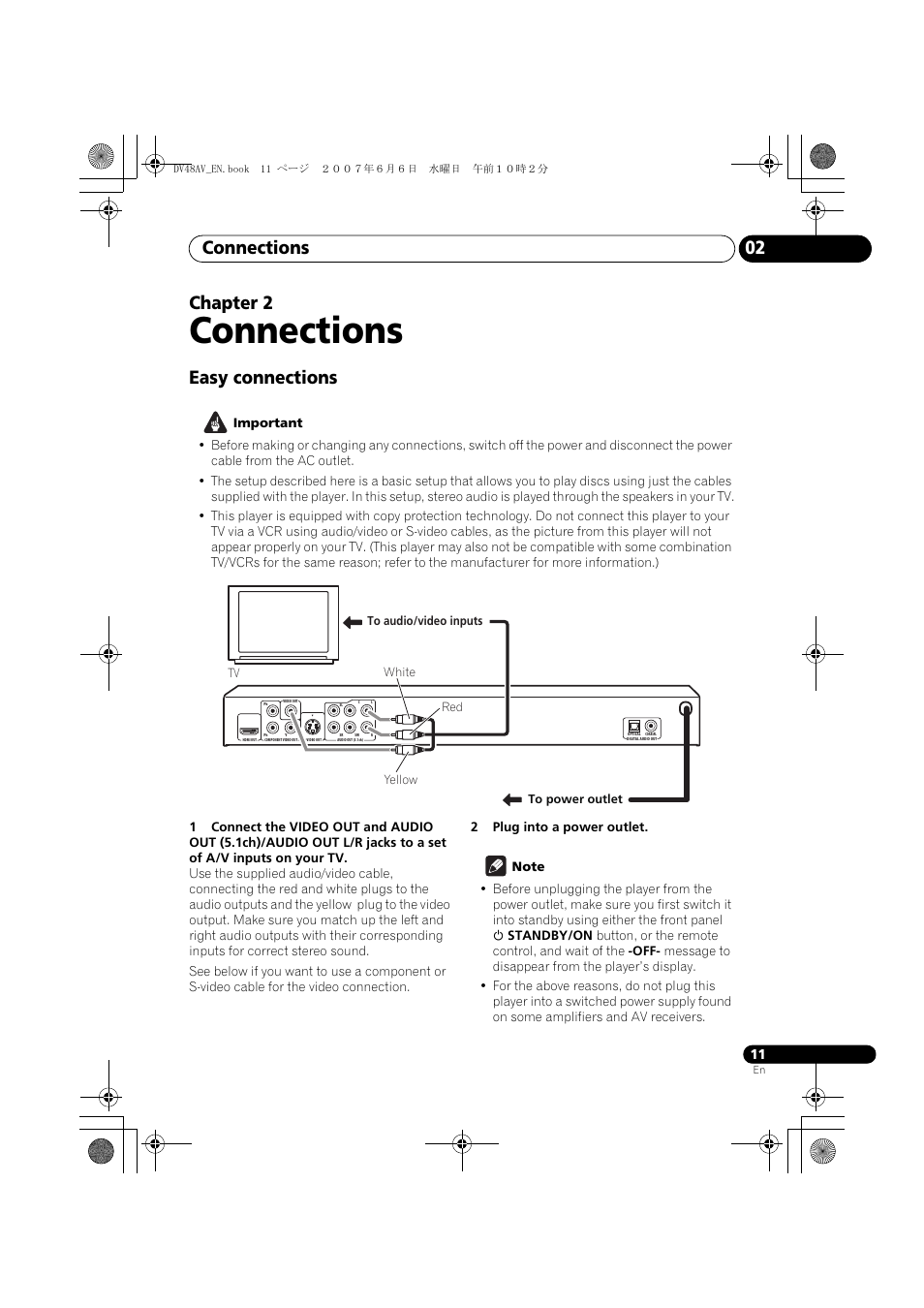 02 connections, Easy connections, Connections | Connections 02, Chapter 2 | Pioneer Elite DV-48AV User Manual | Page 11 / 63