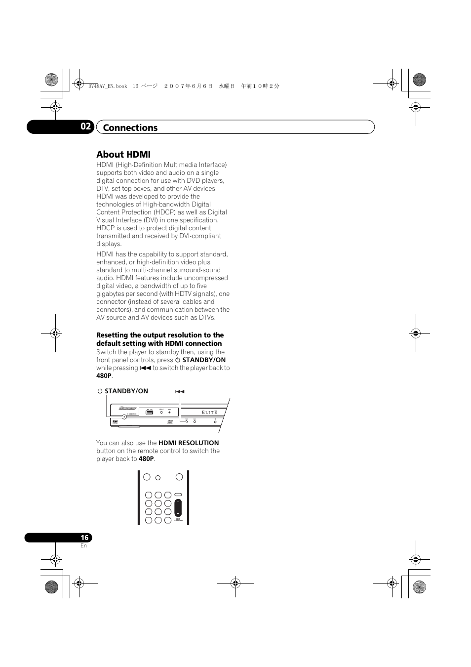 About hdmi, Connections 02 | Pioneer Elite DV-48AV User Manual | Page 16 / 63