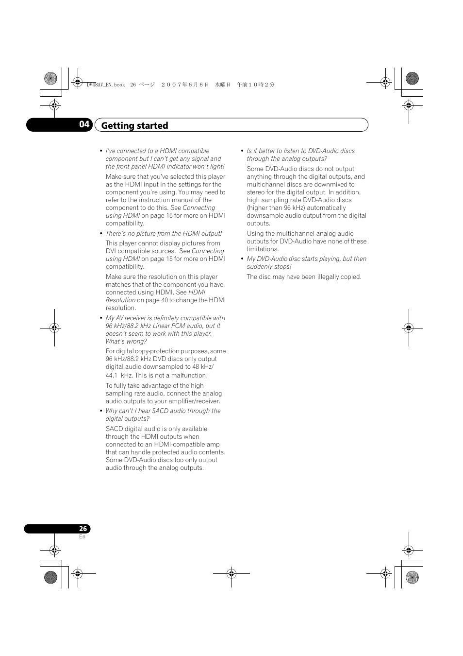 Getting started 04 | Pioneer Elite DV-48AV User Manual | Page 26 / 63