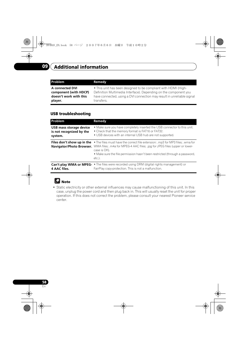 Additional information 09 | Pioneer Elite DV-48AV User Manual | Page 58 / 63