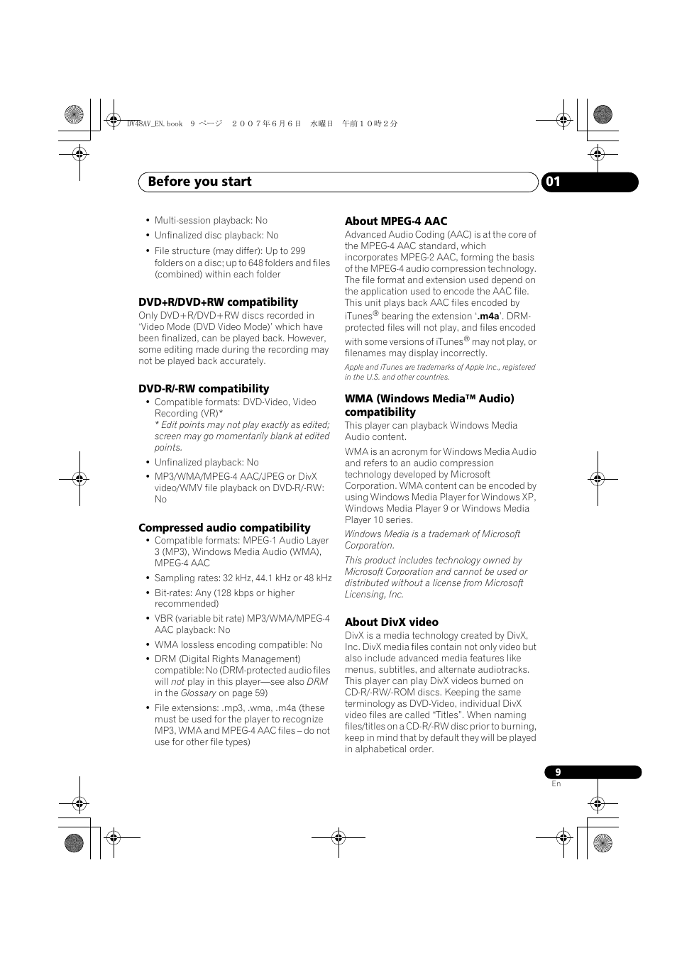 Before you start 01 | Pioneer Elite DV-48AV User Manual | Page 9 / 63