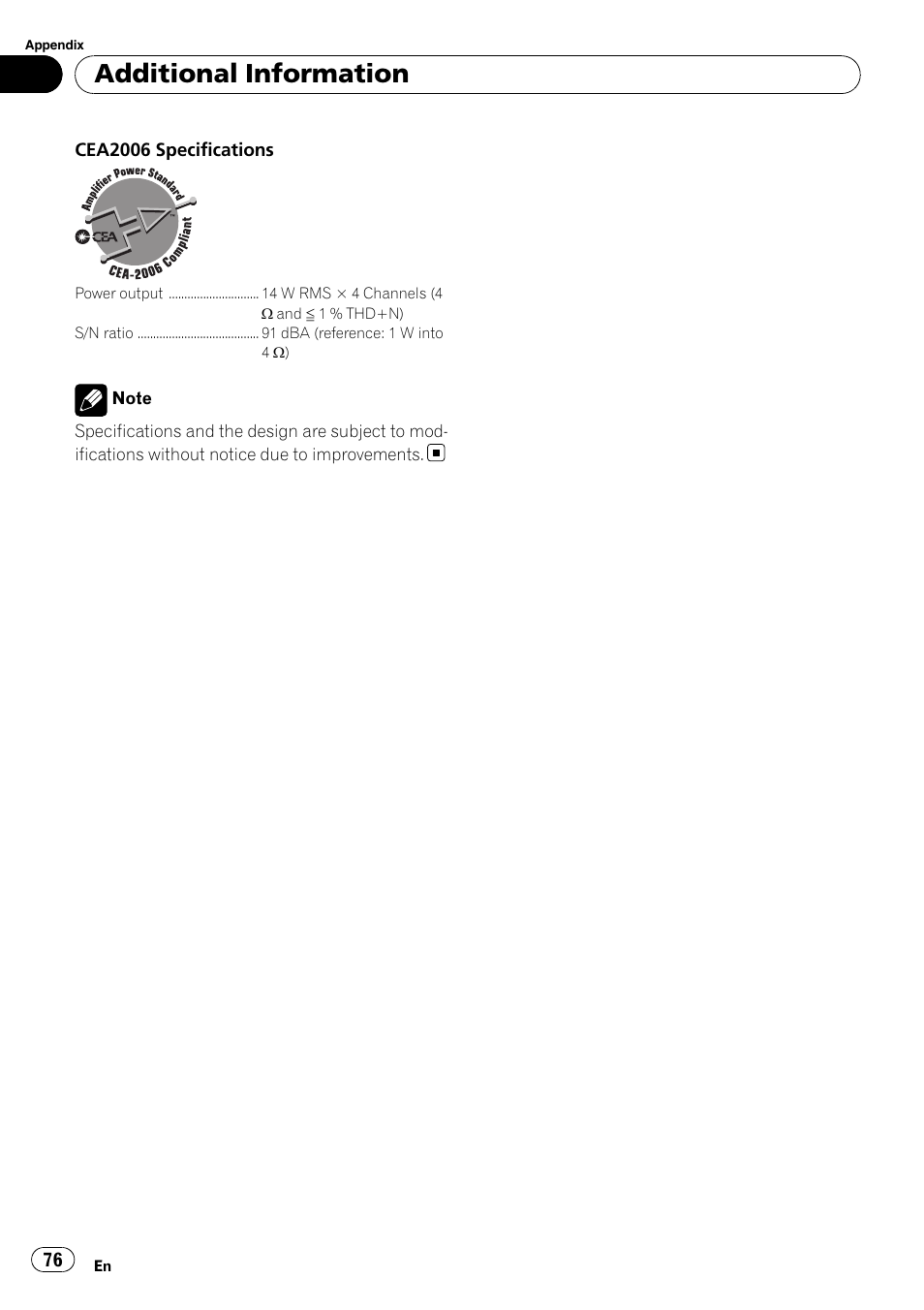 Additional information | Pioneer DEH-P7000BT User Manual | Page 76 / 77