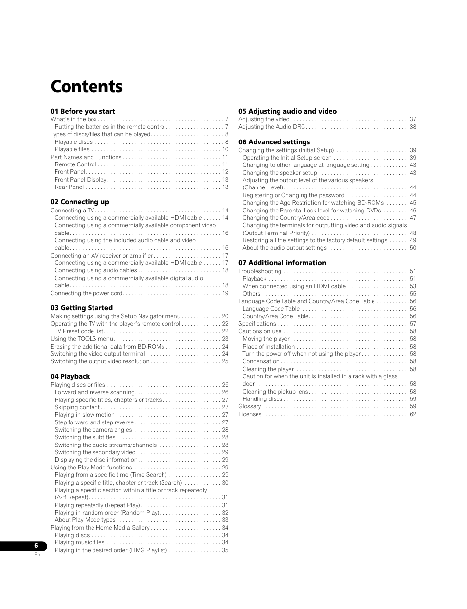 Pioneer Elite BDP-05FD User Manual | Page 6 / 72