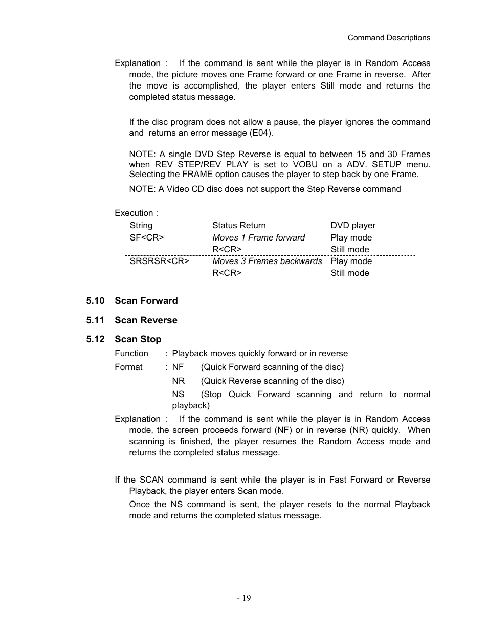 10scan forward, 11scan reverse, 12scan stop | 10 scan, Forward, 11 scan, Reverse, 12 scan, Stop | Pioneer Industrial DVD Player DVD-V7400 User Manual | Page 26 / 113