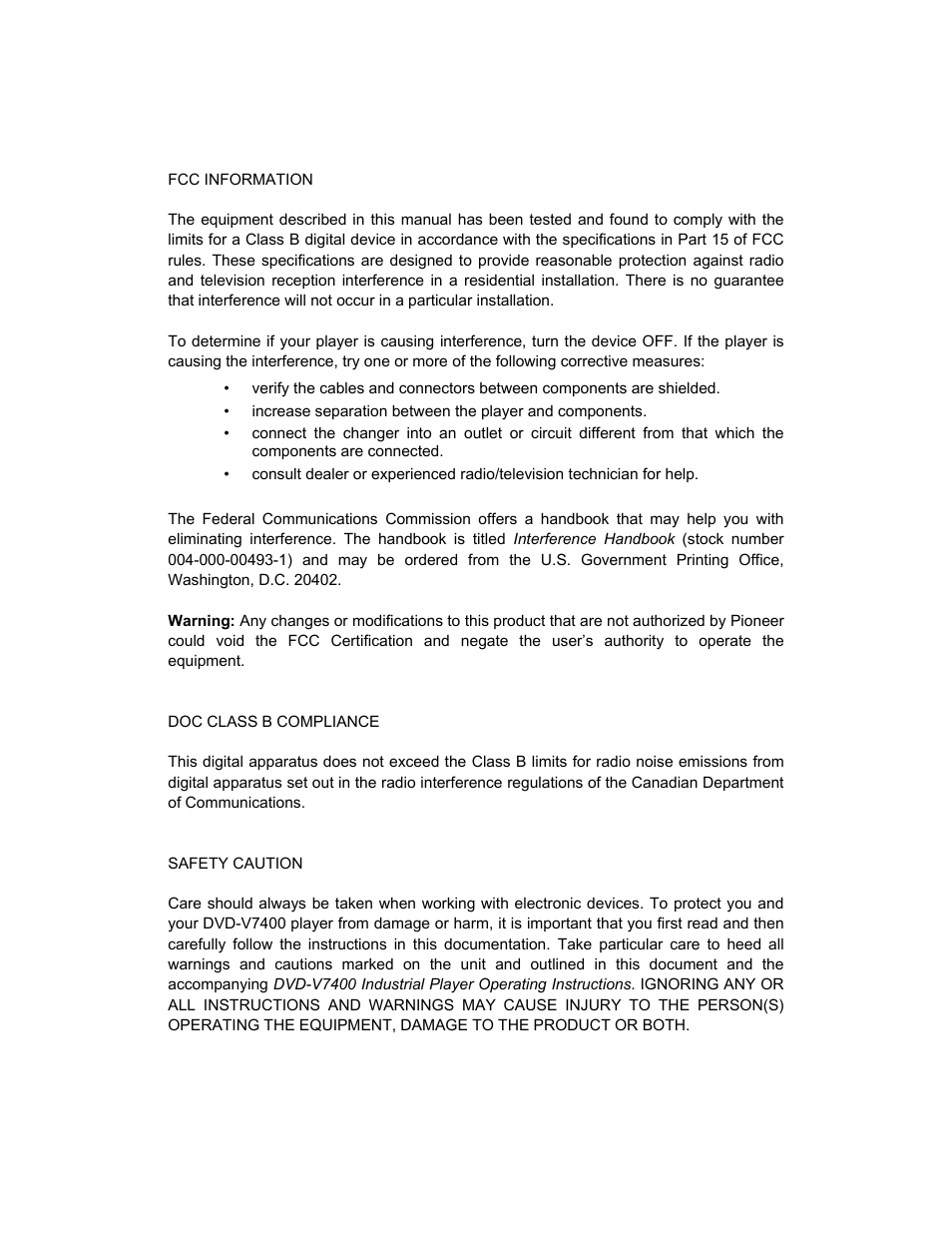 Pioneer Industrial DVD Player DVD-V7400 User Manual | Page 3 / 113