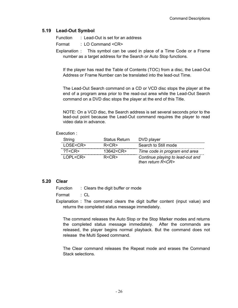 19lead-out symbol, 20clear, 19 lead-out | Symbol, 20 clear | Pioneer Industrial DVD Player DVD-V7400 User Manual | Page 33 / 113